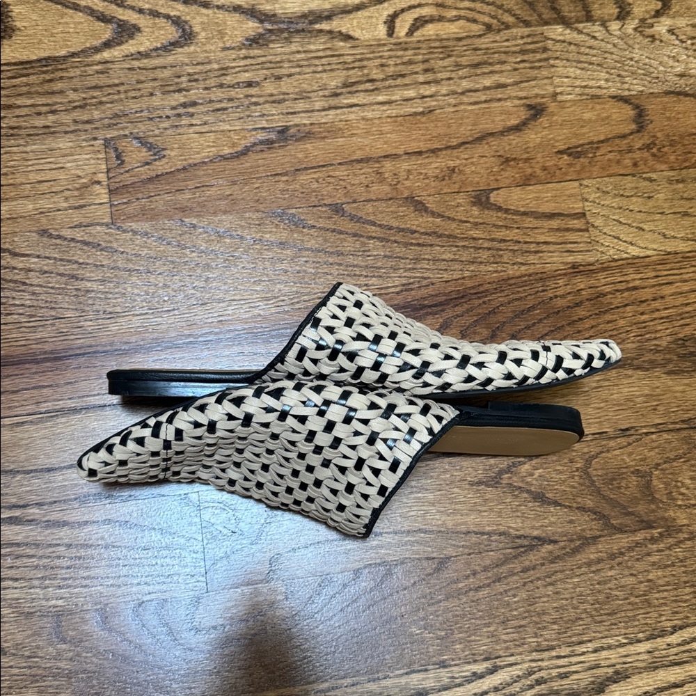 Anthropologie Nisolo Ama Woven Mule Flat 41 Black/Biege - Picture 4 of 5